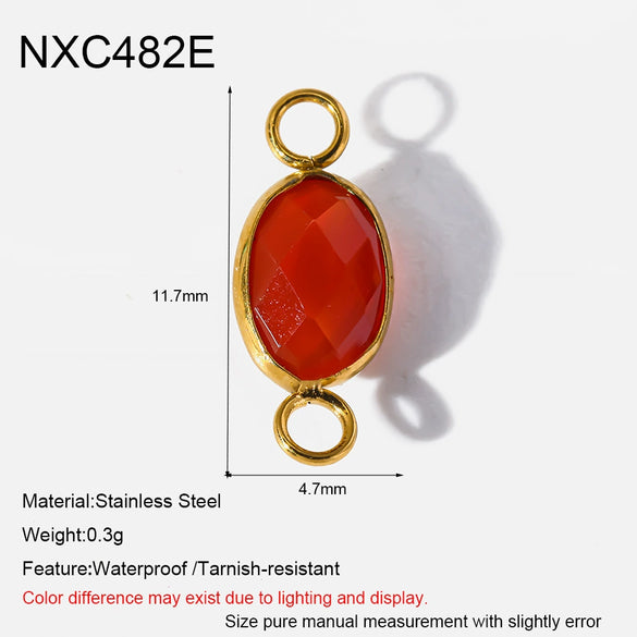 Popular Geometric Natural Stone 18K Gold Plated Stainless Steel Edge Trim Pendant Accessories For Jewelry Making Diy Handmade Materials For Women
