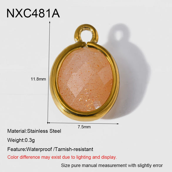 Popular Geometric Natural Stone 18K Gold Plated Stainless Steel Edge Trim Pendant Accessories For Jewelry Making Diy Handmade Materials For Women