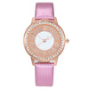 Popular Gypsophila Diamond Fashion Women's Alloy And Imitation Leather Quartz Watch With Round Dial