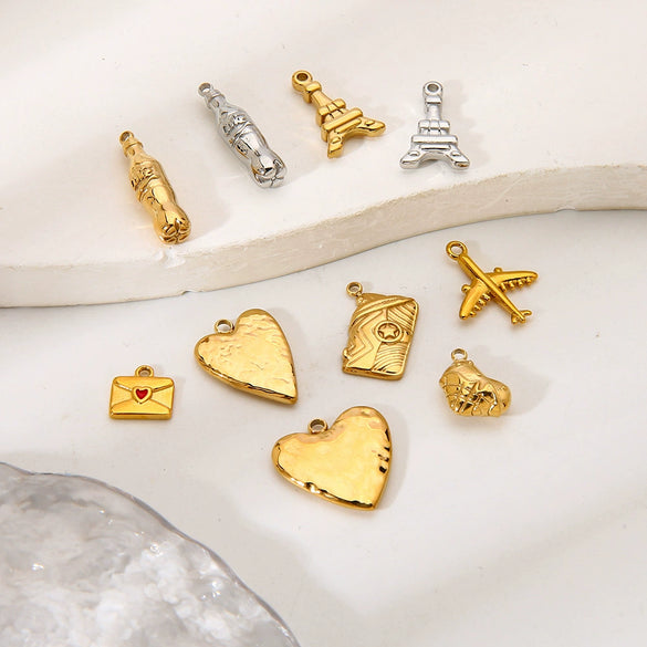 Popular Handmade Diy Stainless Steel 18K Goldplated Heartshaped Eiffel Tower Pendant Jewelry Accessories For Women
