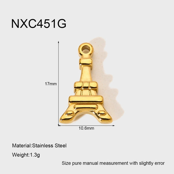 Popular Handmade Diy Stainless Steel 18K Goldplated Heartshaped Eiffel Tower Pendant Jewelry Accessories For Women