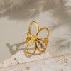 Popular Hollow Flower Stainless Steel Ring With Electroplating For Women High End Hand Jewelry Accessories