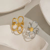 Popular Hollow Flower Stainless Steel Ring With Electroplating For Women High End Hand Jewelry Accessories