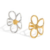 Popular Hollow Flower Stainless Steel Ring With Electroplating For Women High End Hand Jewelry Accessories