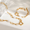 Popular Irregular Pearl Beaded Titanium Steel Necklace And Bracelet With Geometric Design And Electroplating Treatment For Women