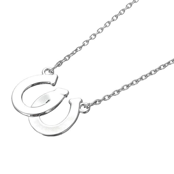Popular Jewelry Double U Horseshoe Necklace In Black And White Diamond Design Alloy Material With Electroplating Treatment