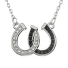 Popular Jewelry Double U Horseshoe Necklace In Black And White Diamond Design Alloy Material With Electroplating Treatment