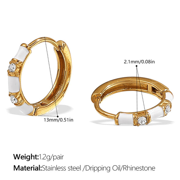 Popular Jewelry 316L Stainless Steel Electroplated 18K Gold Earrings Inlaid With Rhinestone