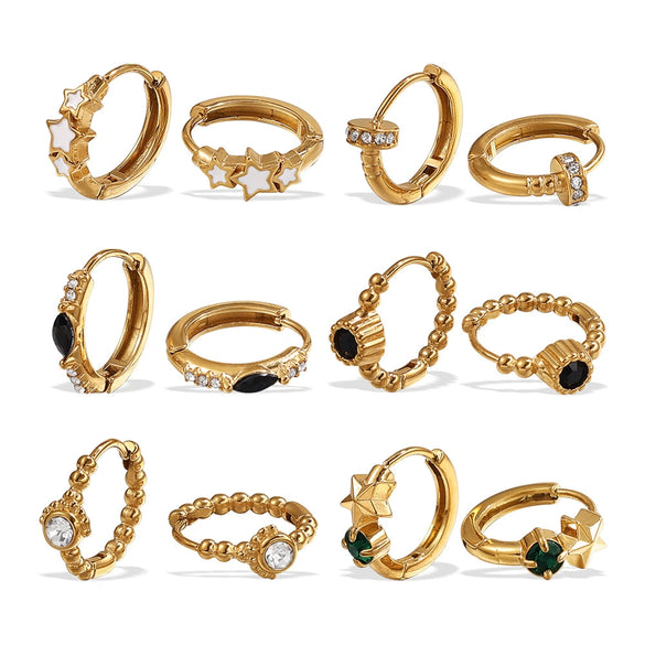 Popular Jewelry 316L Stainless Steel Electroplated 18K Gold Earrings Inlaid With Rhinestone