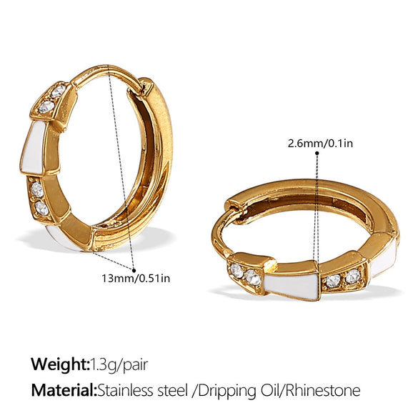 Popular Jewelry 316L Stainless Steel Electroplated 18K Gold Earrings Inlaid With Rhinestone
