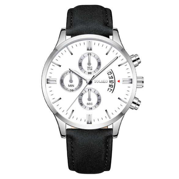 Popular Men's Watch Leather Belt Alloy Case Stainless Steel Buckle Round Dial Fashion Style