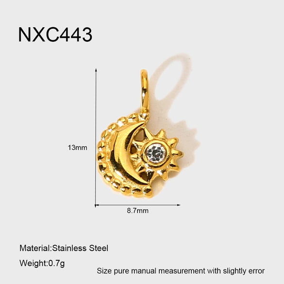 Popular Minimalist Ins Style Electroplated Star Moon Heart Butterfly Stainless Steel Pendant Earring Accessories