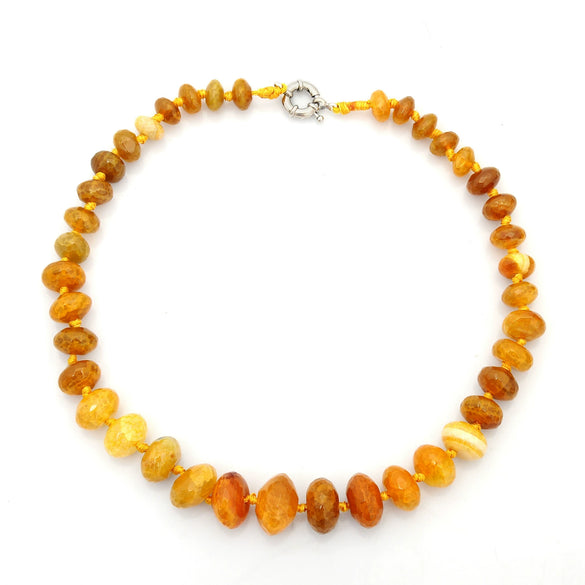 Popular Natural Stone Agate Necklace Hand Knotted Cut Angle Abacus Beach Holiday Stone Crystal Tower Chain