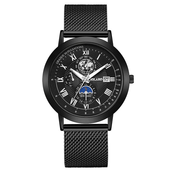 Popular New Fashion Men's Watch Stainless Steel Belt Round Dial Business Style