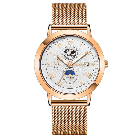 Popular New Fashion Men's Watch Stainless Steel Belt Round Dial Business Style