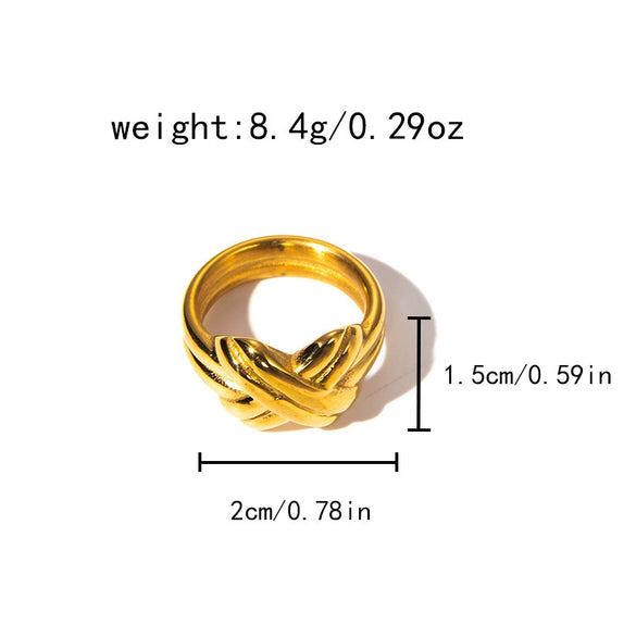 Popular Niche Ring Stainless Steel Xshaped Cross Tie Bow Electroplating Style Unisex