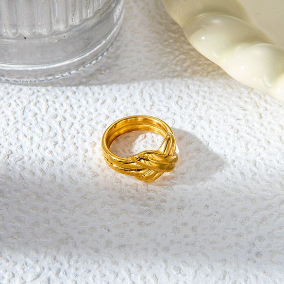 Popular Niche Ring Stainless Steel Xshaped Cross Tie Bow Electroplating Style Unisex