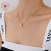 Popular Simple Allmatch Fishtail Imitation Pearl Pendant Titanium Steel Choker Necklace With Electroplating