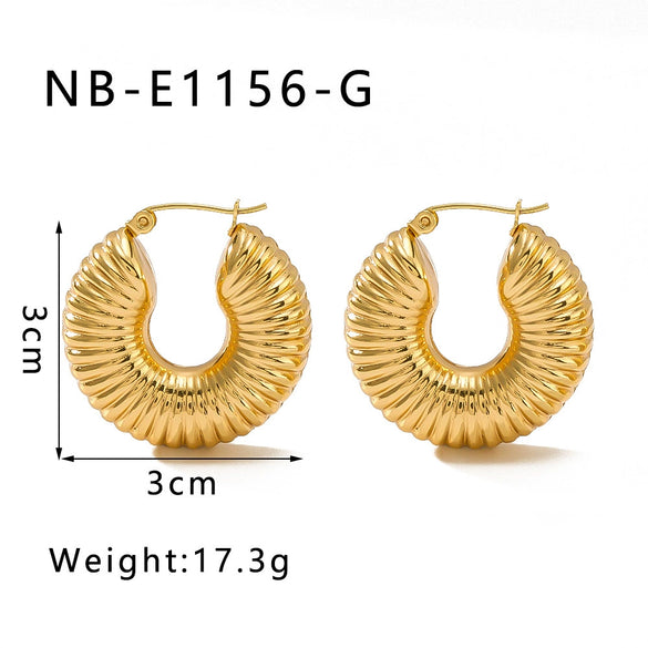 Popular Stainless Steel Gold Thread Hollow Geometric Earrings For Women With 18K Gold Titanium Steel And Electroplating