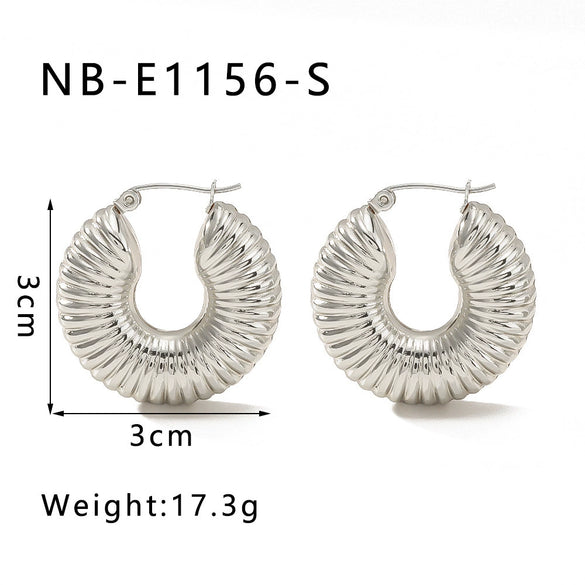 Popular Stainless Steel Gold Thread Hollow Geometric Earrings For Women With 18K Gold Titanium Steel And Electroplating
