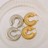 Popular Stainless Steel Gold Thread Hollow Geometric Earrings For Women With 18K Gold Titanium Steel And Electroplating