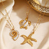 Popular Starfish Thread Hiphop Turtle Ocean Element Clavicle Necklace For Women Stainless Steel Electroplated