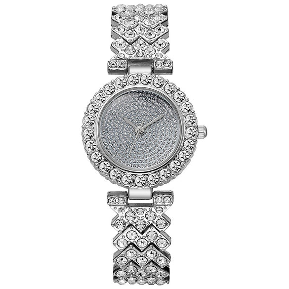 Popular Starry Full Diamond Bracelet Women's Quartz Watch Alloy Stainless Steel Round