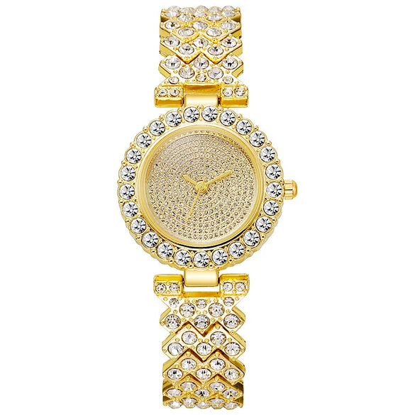 Popular Starry Full Diamond Bracelet Women's Quartz Watch Alloy Stainless Steel Round