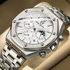 Popular Waterproof Multifunctional Men's Quartz Watch With Steel Band Alloy Strap Metal Case And Round Dial
