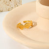 Popular Women's Adjustable Geometric Scallop Open Ring 18K Gold Plated Stainless Steel