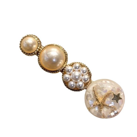 Popular Women's Pearl Handmade Side Clip Hairpin With Geometric Style