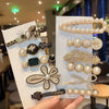 Popular Women's Pearl Handmade Side Clip Hairpin With Geometric Style