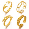 Popular Women's Stainless Steel Geometric Heart Shaped 18K Gold Plated Hip Hop Ring