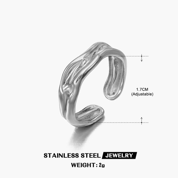 Popular Women's Stainless Steel Geometric Heart Shaped 18K Gold Plated Hip Hop Ring