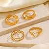 Popular Women's Stainless Steel Geometric Heart Shaped 18K Gold Plated Hip Hop Ring