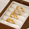 Popular Women's Stainless Steel Geometric Heart Shaped 18K Gold Plated Hip Hop Ring