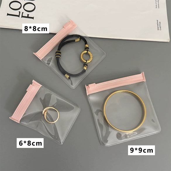 Portable Eva Jewelry Bag With Pink Zipper Buckle Dustproof Thickened Texture For Earrings And Bracelet Storage