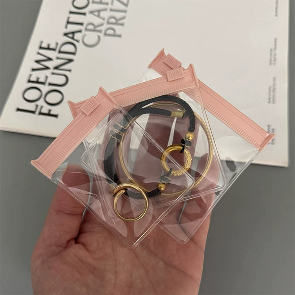 Portable Eva Jewelry Bag With Pink Zipper Buckle Dustproof Thickened Texture For Earrings And Bracelet Storage