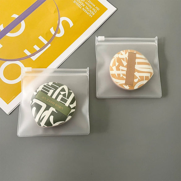 Portable Eva Plastic Puff Storage Zipper Bag With Frosted Finish And Air Cushion For Dustproof Packaging