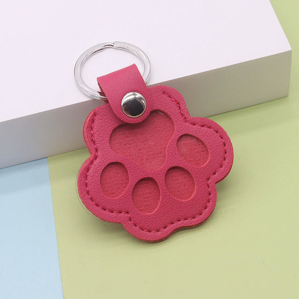 Portable Leather Pet Hair Storage Bag With Pu Leather Pet Name Tag Pendant In Silver Circle Style