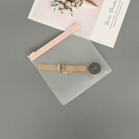 Portable Pink Eva Jewelry Bag With Zipper Buckle For Earrings And Bracelet Storage Thickened Texture Dustproof Finishing