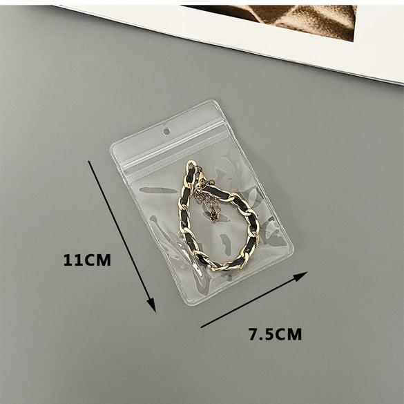Portable Transparent Perforated Jewelry Earring And Necklace Hanging Storage Bag For Household Use