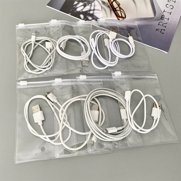 Portable Transparent Pvc Data Cable Storage Bag Charging Wire Organizer Zipper Bag With High Frequency Machine Finishing For Bedroom Desktop Drawer