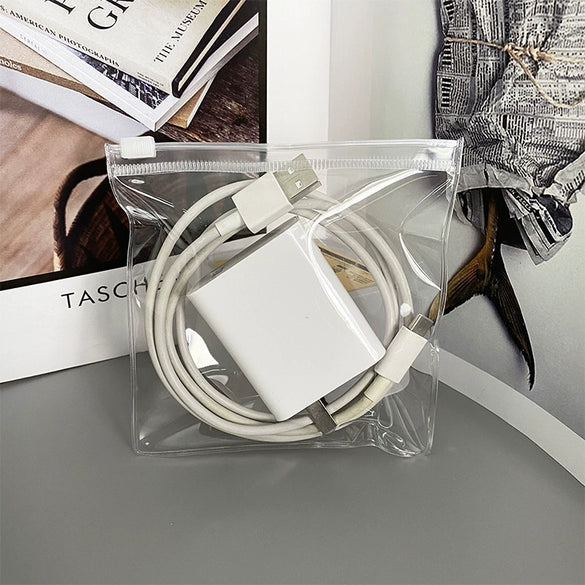 Portable Transparent Pvc Data Cable Storage Bag Charging Wire Organizer Zipper Bag With High Frequency Machine Finishing For Bedroom Desktop Drawer