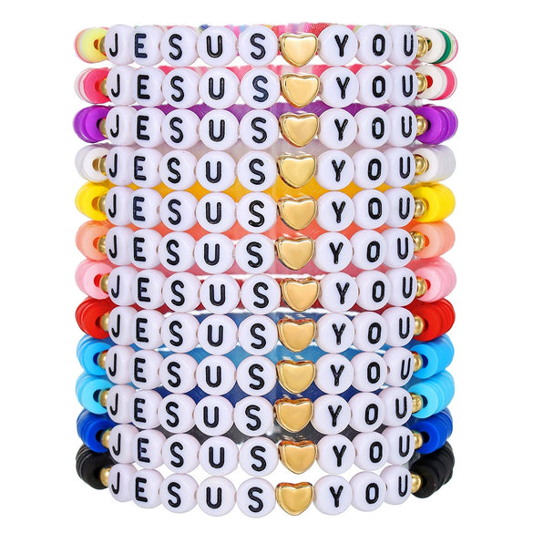 Pottery Bracelet With Letters Numbers Text Handmade Polymer Clay Acrylic Unisex