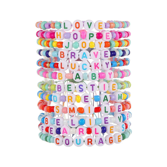 Pottery Bracelet With Letters Numbers Text Handmade Polymer Clay Acrylic Unisex