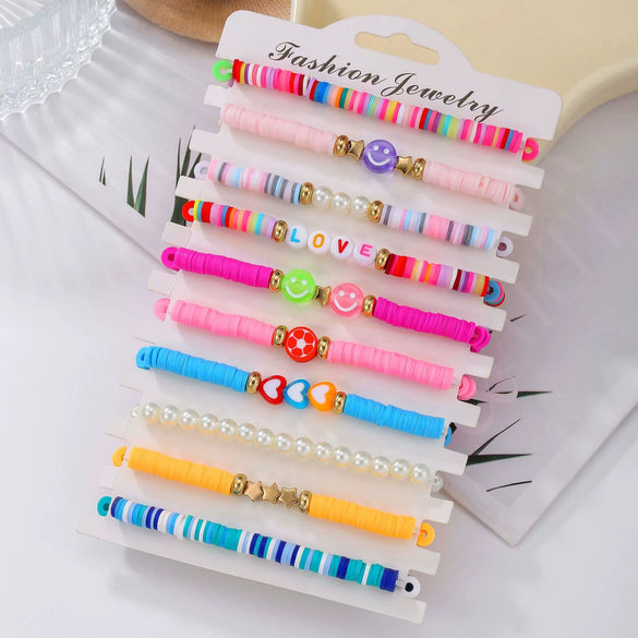 Pottery Bracelet With Letters Numbers Text Handmade Polymer Clay Acrylic Unisex