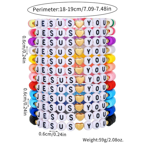 Pottery Bracelet With Letters Numbers Text Handmade Polymer Clay Acrylic Unisex