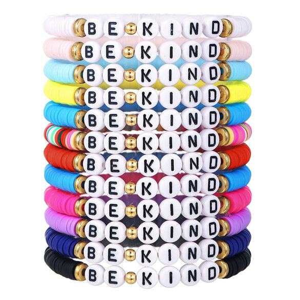 Pottery Bracelet With Letters Numbers Text Handmade Polymer Clay Acrylic Unisex