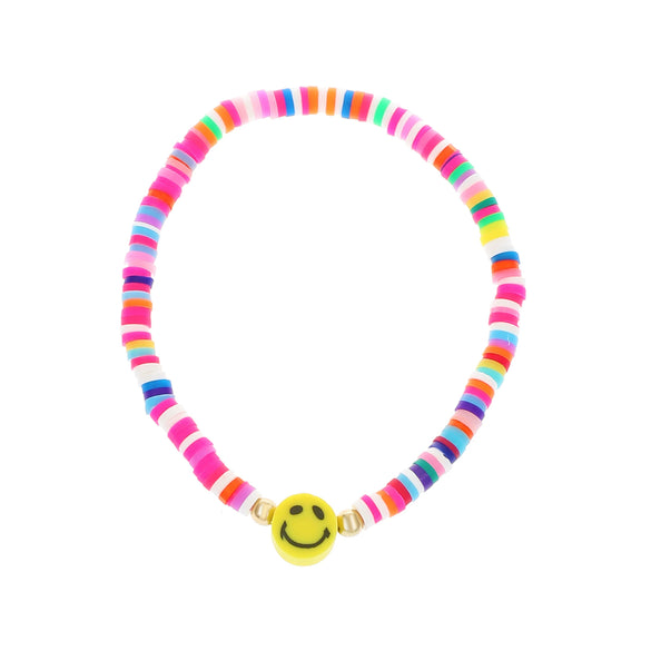 Pottery Smiley Women's Elastic Bracelet With Geometric Pattern And Electroplating